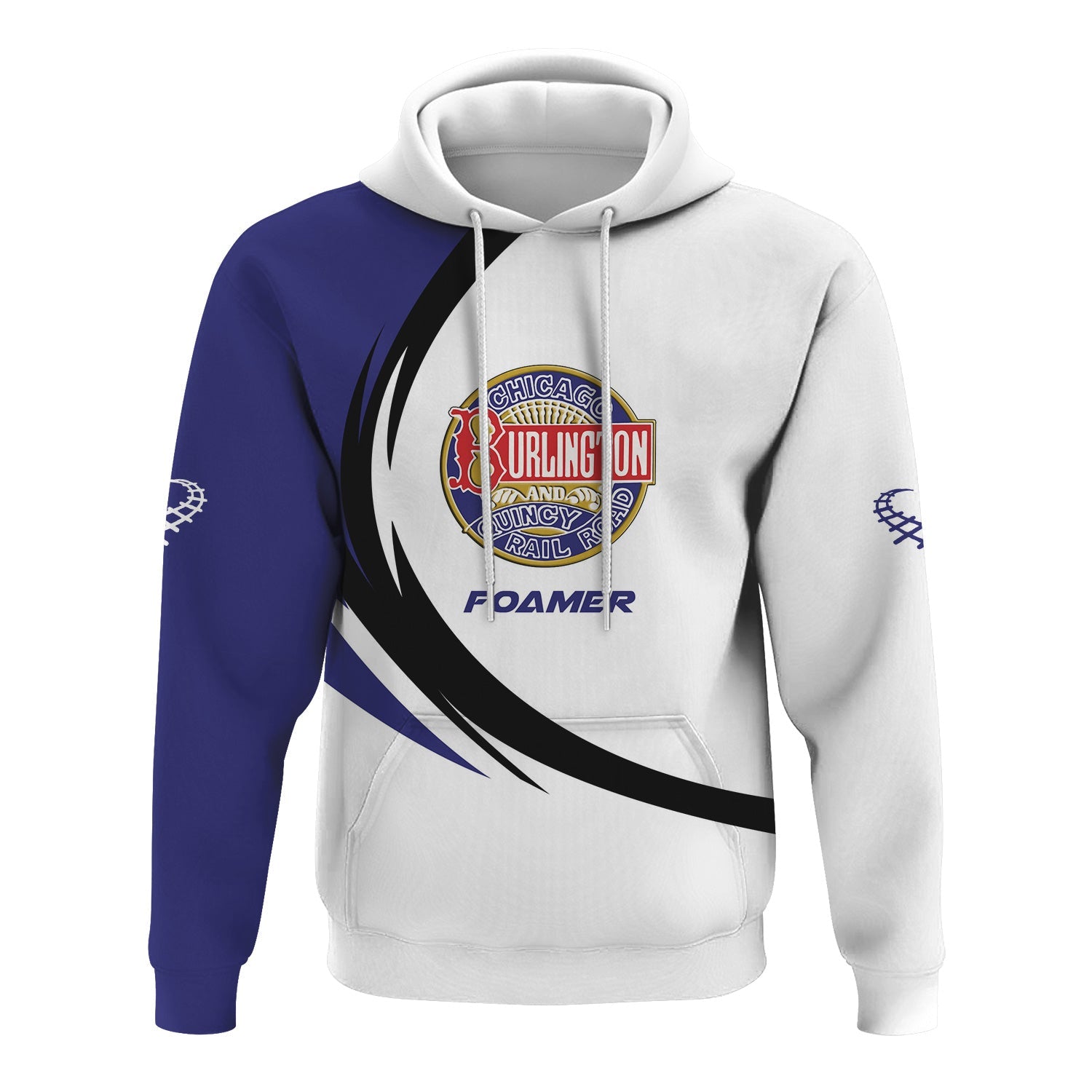 Railspirit Personalized Chicago, Burlington and Quincy Railroad Hoodie Unique Graphic Style Zip Up Hoodie For Train Enthusiasts