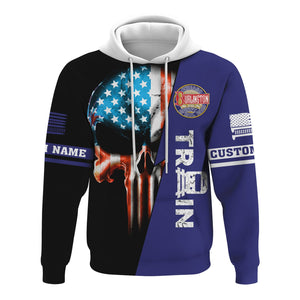Railspirit Personalized Chicago, Burlington and Quincy Railroad Hoodie Train Skull American Flag Zip Up Hoodie All Over Print
