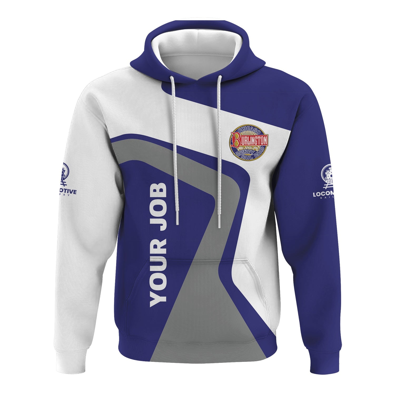 Railspirit Personalized Chicago, Burlington and Quincy Railroad Hoodie Unique Design with Custom Job Position Train Zip Up Hoodie