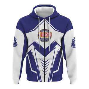 Railspirit Personalized Chicago, Burlington and Quincy Railroad Hoodie Railway Trainspotter Style Zip Up Hoodie Gift Idea For Foamers