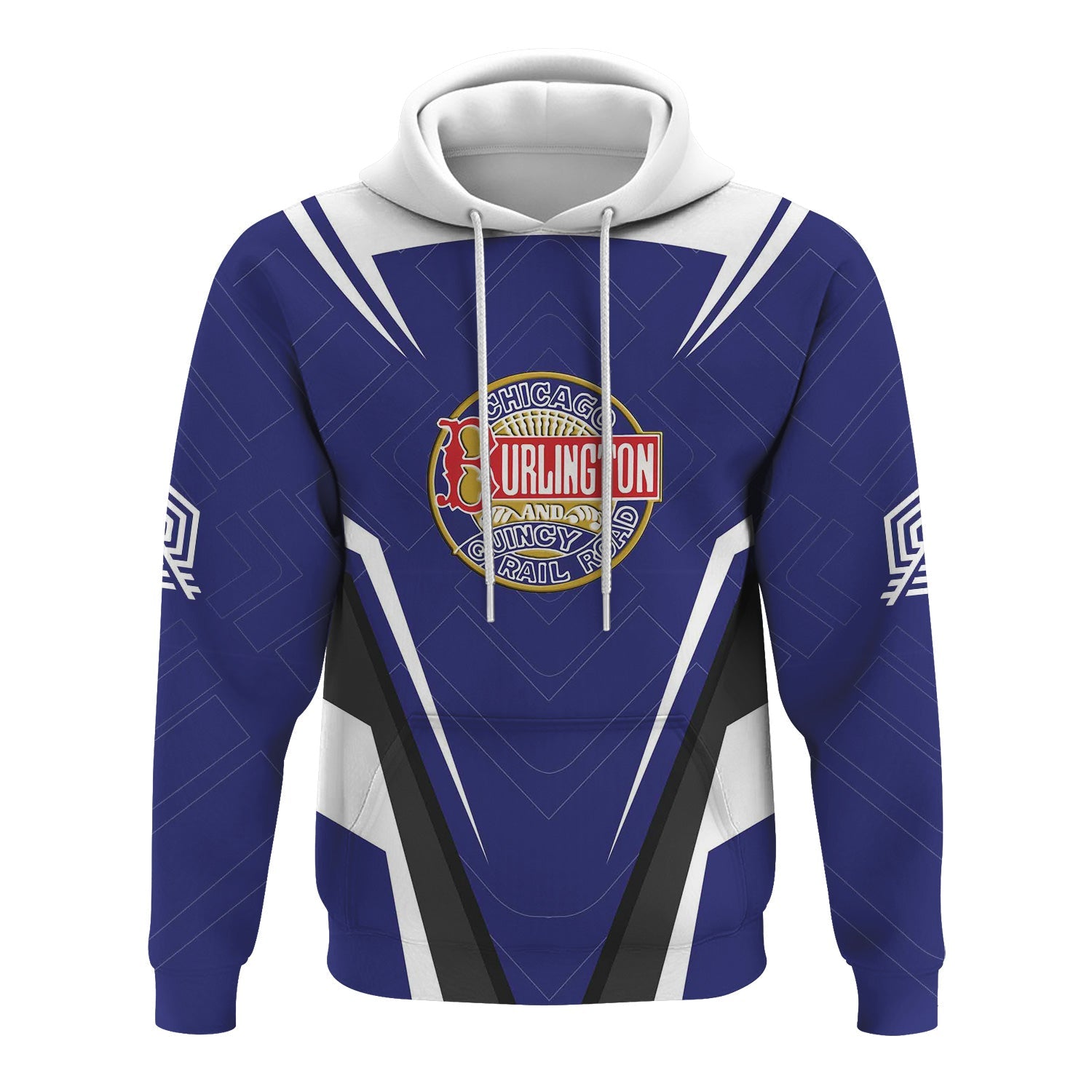 Railspirit Personalized Chicago, Burlington and Quincy Railroad Hoodie Railway Inspired Apparel Train Zip Up Hoodie For Train Lovers
