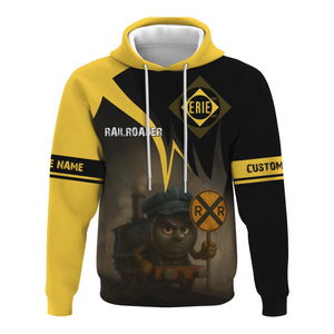 Railspirit Personalized Erie Railroad Hoodie Angry Train Hoodie Gift Idea For Train Lover