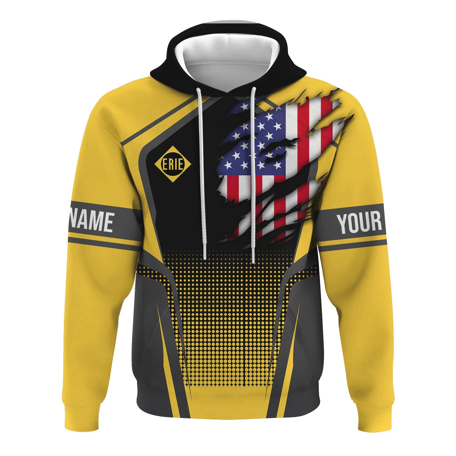 Railspirit Personalized Erie Railroad Hoodie American Eagle Vintage Train Zip Up Hoodie