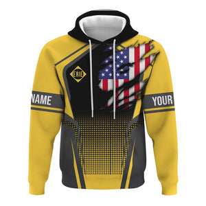 Railspirit Personalized Erie Railroad Hoodie American Eagle Vintage Train Zip Up Hoodie