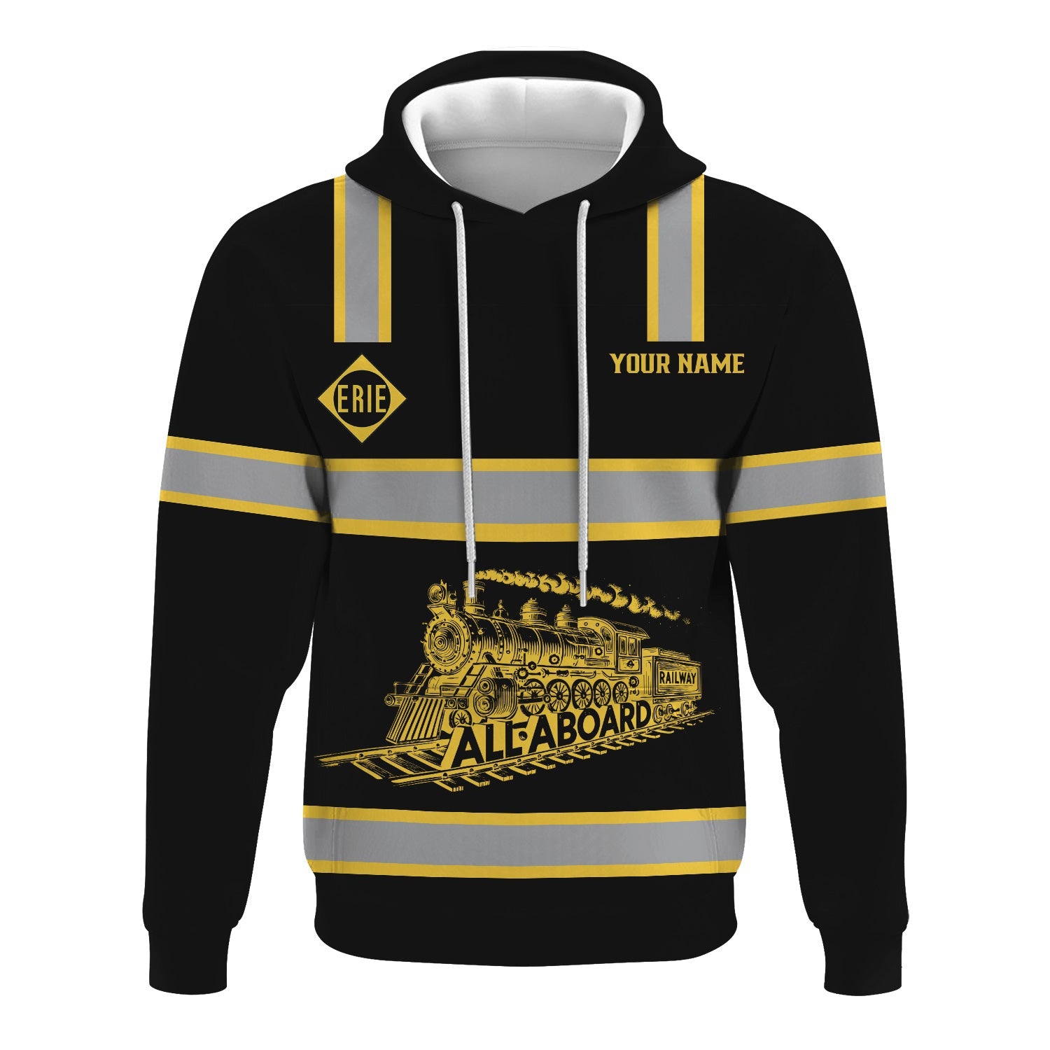 Railspirit Custom Name Erie Railroad Hoodie Eat Train Sleep Repeat Printed Train Zip Hoodie