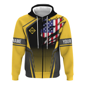 Railspirit Personalized Erie Railroad Hoodie American Eagle Vintage Train Zip Up Hoodie