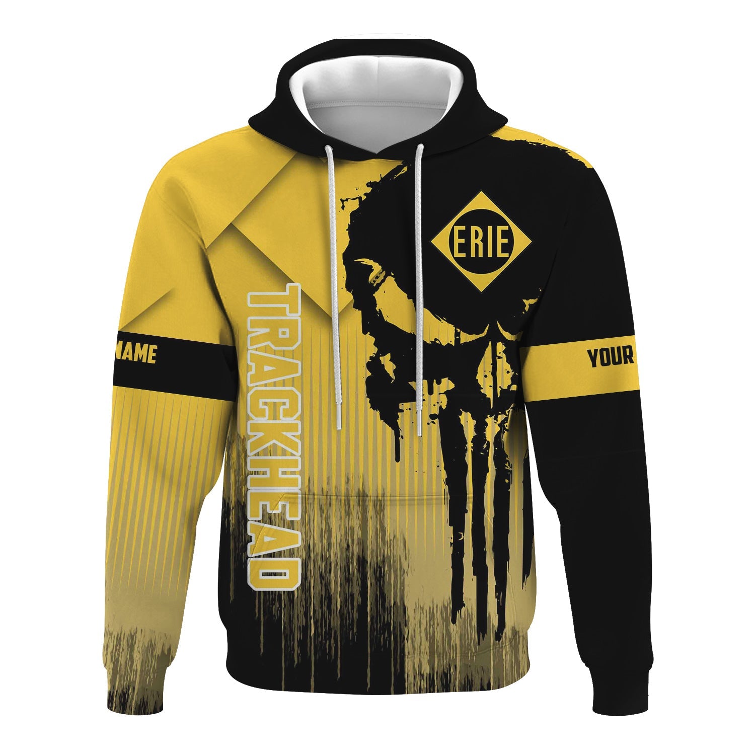Railspirit Personalized Erie Railroad Hoodie Skull Design with Custom Job Train Zip Up Hoodie for Trackhead Crew