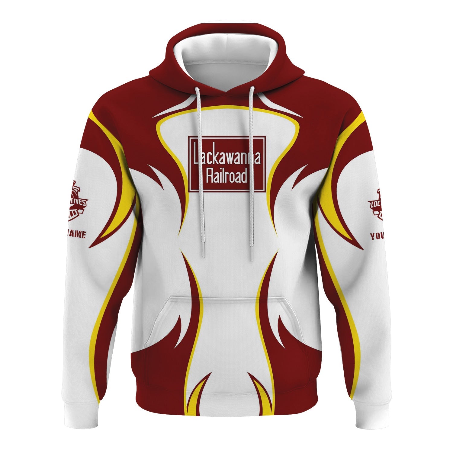 Railspirit Personalized Delaware, Lackawanna and Western Railroad Hoodie Distinctive Flame Style DL&W Zip Up Hoodie For Steam Engine Addict