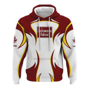 Railspirit Personalized Delaware, Lackawanna and Western Railroad Hoodie Distinctive Flame Style DL&W Zip Up Hoodie For Steam Engine Addict