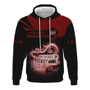 Railspirit Custom Name Delaware, Lackawanna and Western Railroad Hoodie American Train Ticket DL&W Printed Zip Hoodie