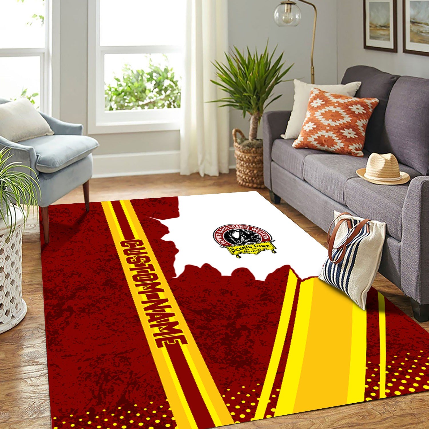 Railspirit Personalized Denver and Rio Grande Western Railroad Area Rug Vintage All Over Printed Rug