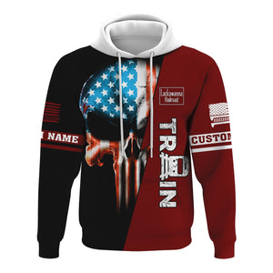 Railspirit Personalized Delaware, Lackawanna and Western Railroad Hoodie Train Skull American Flag DL&W Zip Up Hoodie