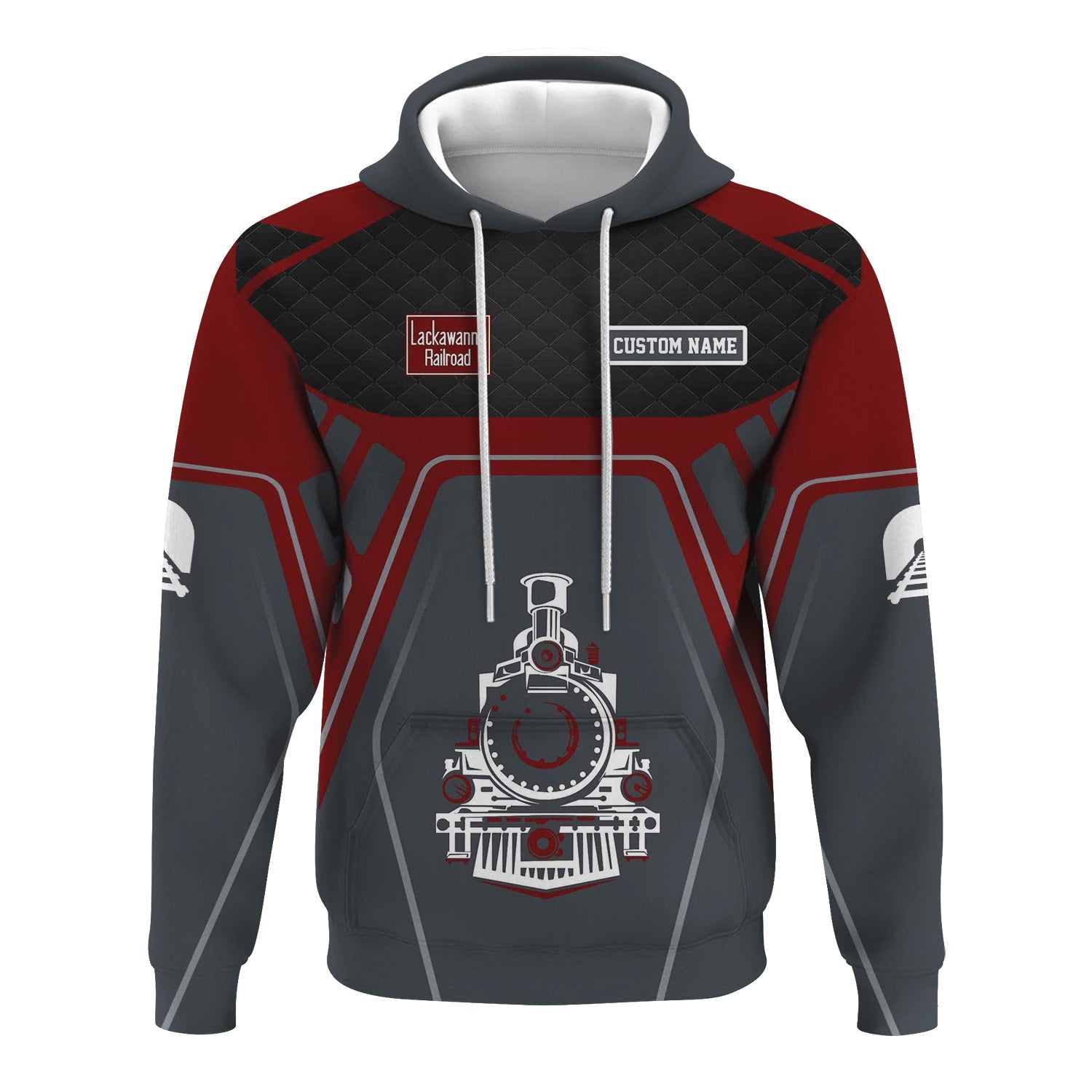 Railspirit Personalized Delaware, Lackawanna and Western Railroad Hoodie Steam Locomotive Engine Graphic DL&W Train Zip Up Hoodie All Over Print