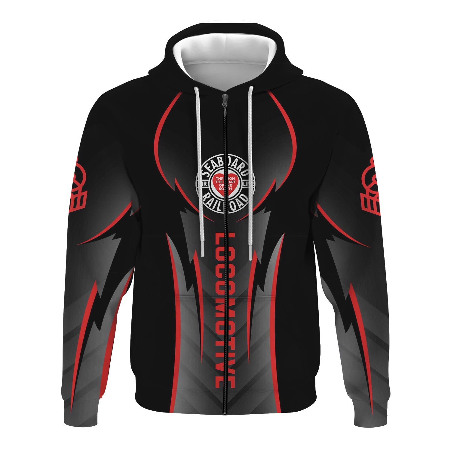 Railspirit Personalized Seaboard Air Line Railroad Hoodie Striking Line Style Train Zip Up Hoodie For Locomotive Lovers