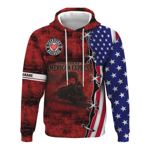 Railspirit Personalized Seaboard Air Line Railroad Hoodie Retro American Express Train With USA Flag Zip Up Hoodie