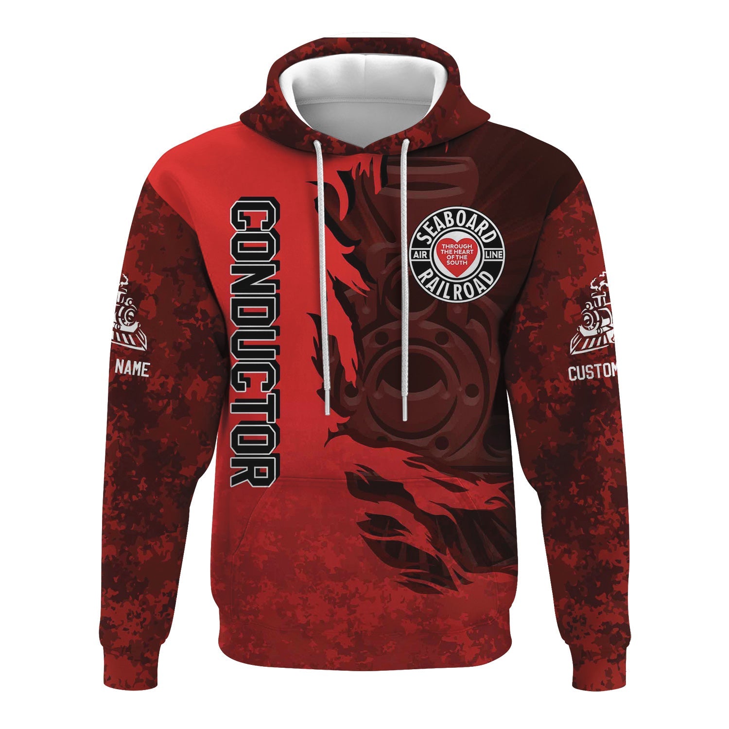 Railspirit Personalized Seaboard Air Line Railroad Hoodie Blazing Style with Custom Position Train Zip Up Hoodie