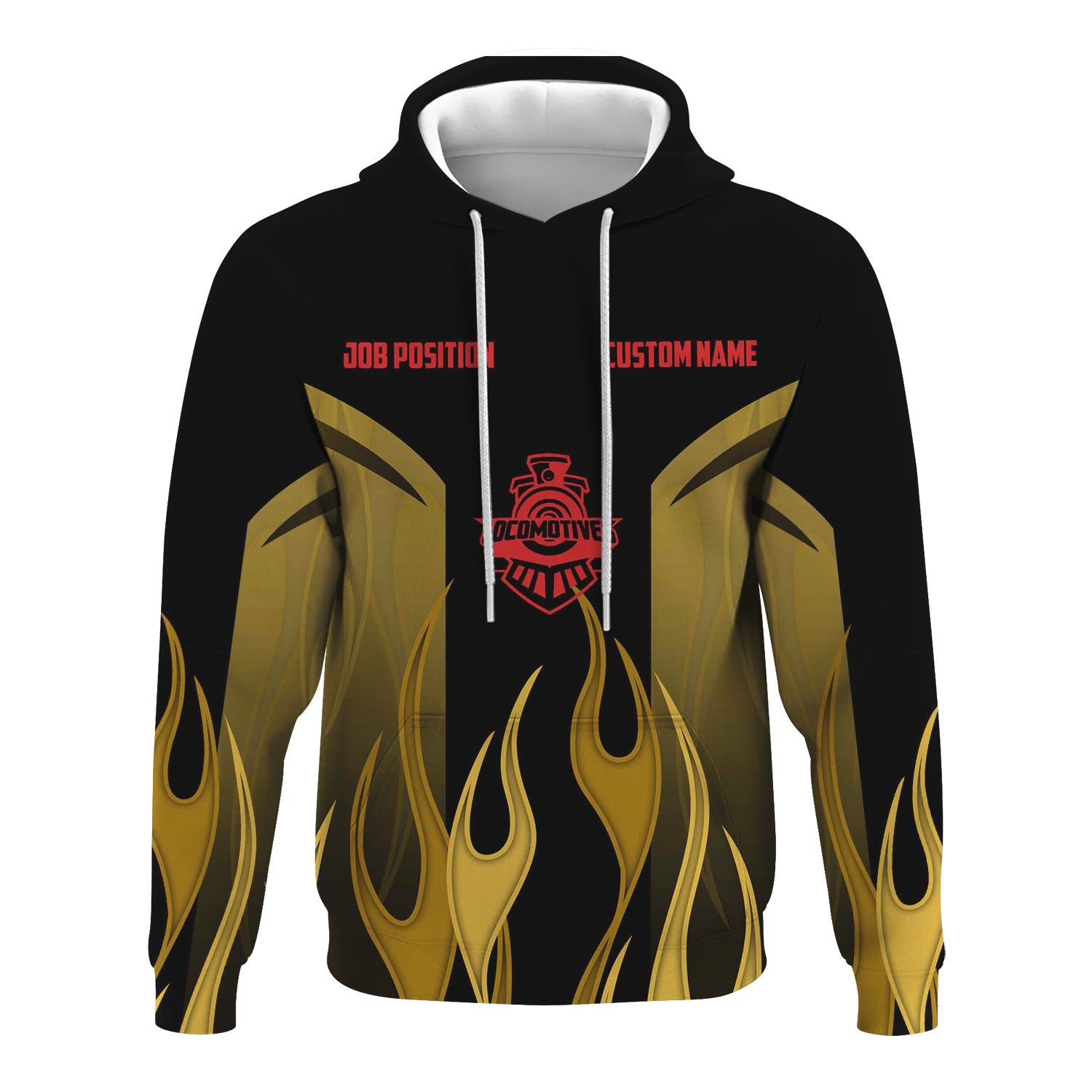 Railspirit Custom Name and Job Title Seaboard Air Line Railroad Hoodie Flame Graphic Train Zip Up Hoodie