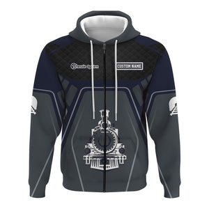 Railspirit Personalized Chessie System Railroad Hoodie Steam Locomotive Engine Graphic Train Zip Up Hoodie All Over Print