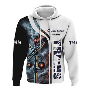 Railspirit Custom Name Chessie System Railroad Hoodie Railroad Crossing Sign Printed Zip Hoodie