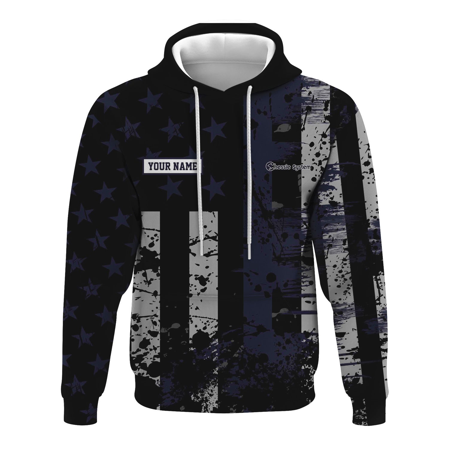 Railspirit Personalized Chessie System Railroad Hoodie Artistic Paint American Flag Style Train Zip Up Hoodie