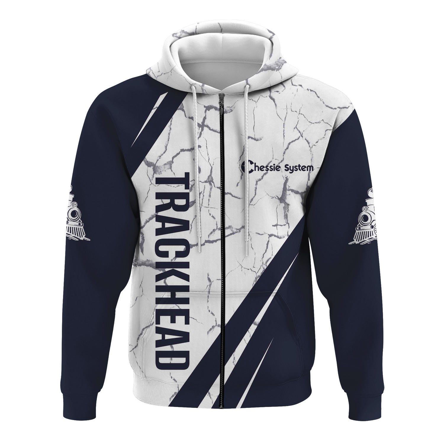 Railspirit Personalized Chessie System Railroad Hoodie Crackle Texture Style Train Zip Up Hoodie For Trackhead