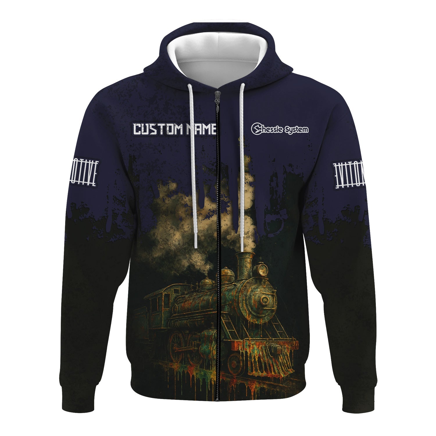Railspirit Personalized Chessie System Railroad Hoodie Vintage Train Art Style Zip Up Hoodie For Locomotive Fans