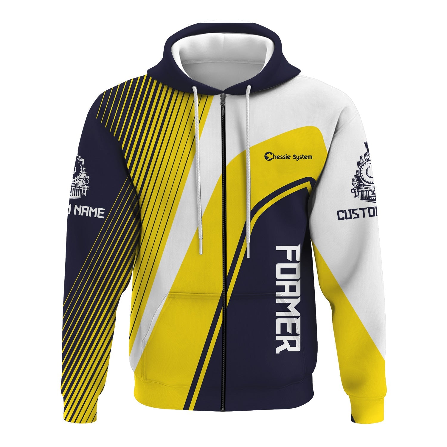 Railspirit Personalized Chessie System Railroad Hoodie Vibrant Striking Style Zip Up Hoodie For Rail Enthusiasts