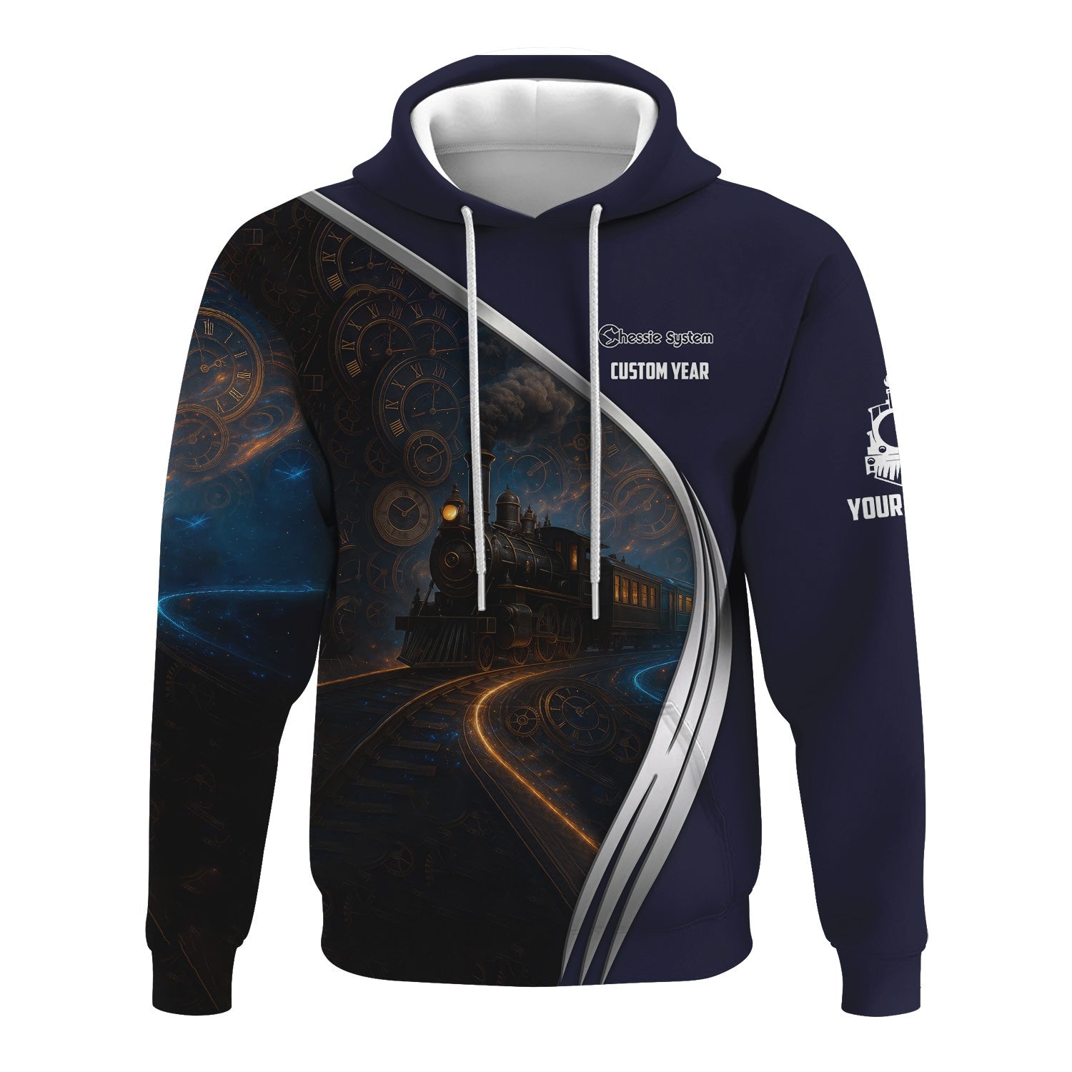 Railspirit Personalized Chessie System Railroad Hoodie Steampunk Locomotive with Custom Year Train Zip Up Hoodie