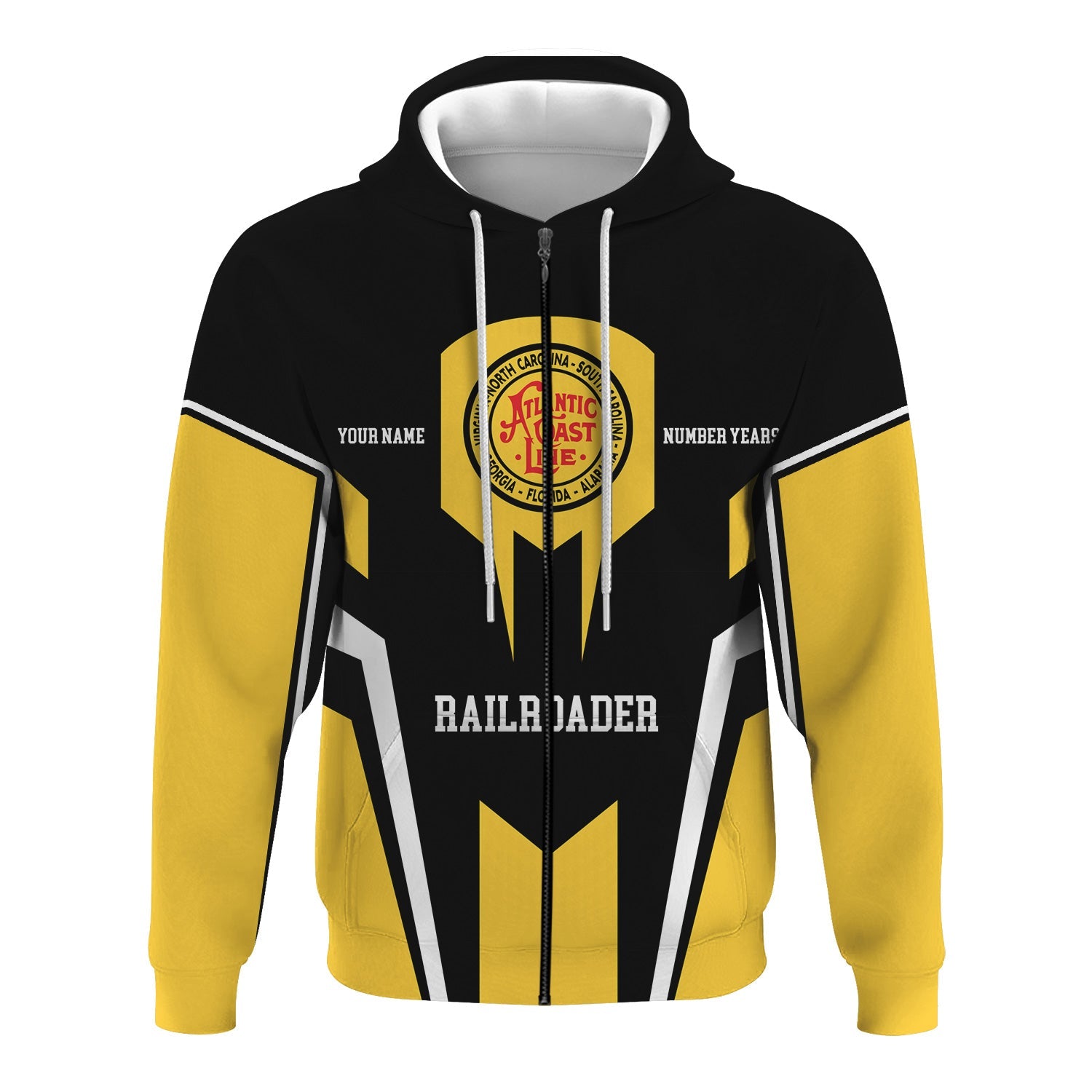 Railspirit Personalized Atlantic Coast Line Railroad Hoodie Custom Year Railroader Zip Up Hoodie Gift Idea For Train Lover
