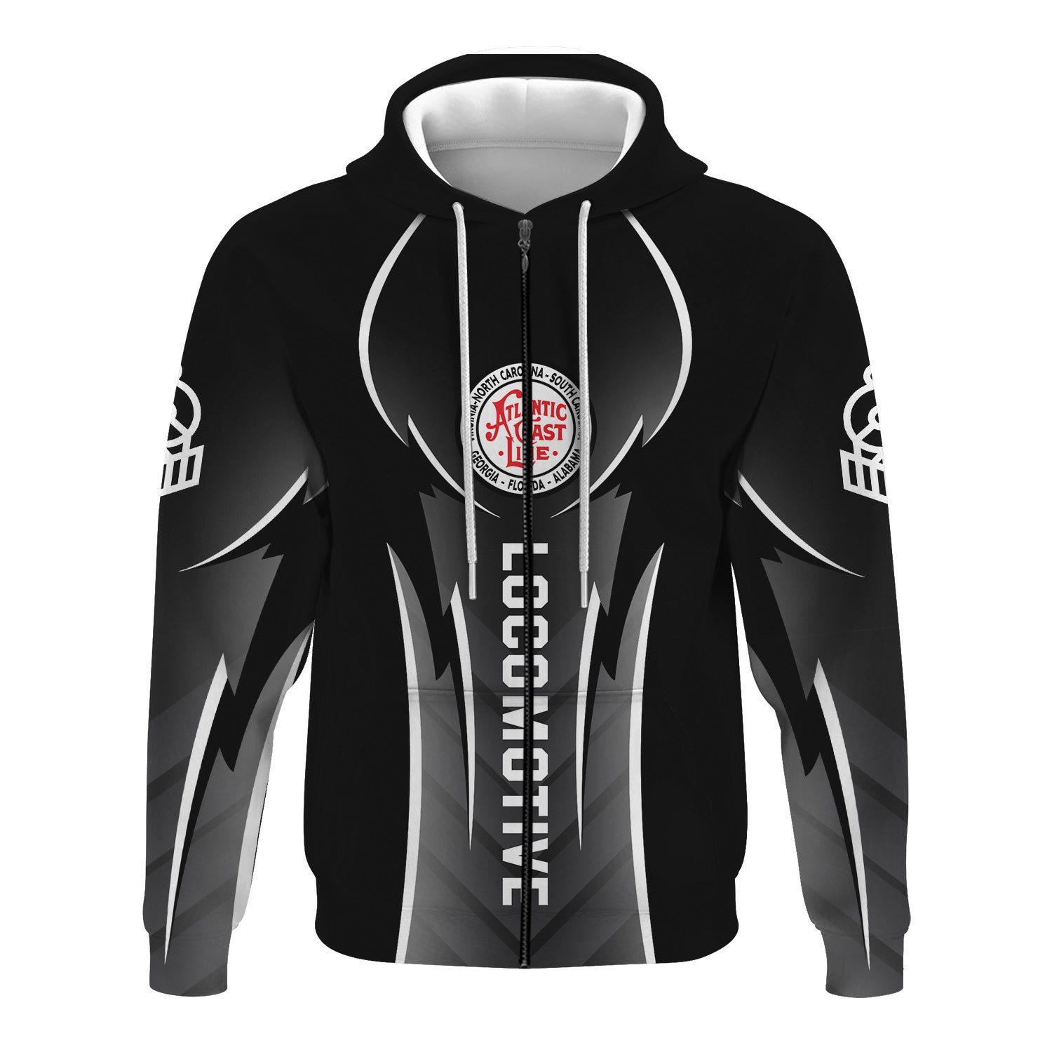 Railspirit Personalized Atlantic Coast Line Railroad Hoodie Striking Line Style Train Zip Up Hoodie For Locomotive Lovers