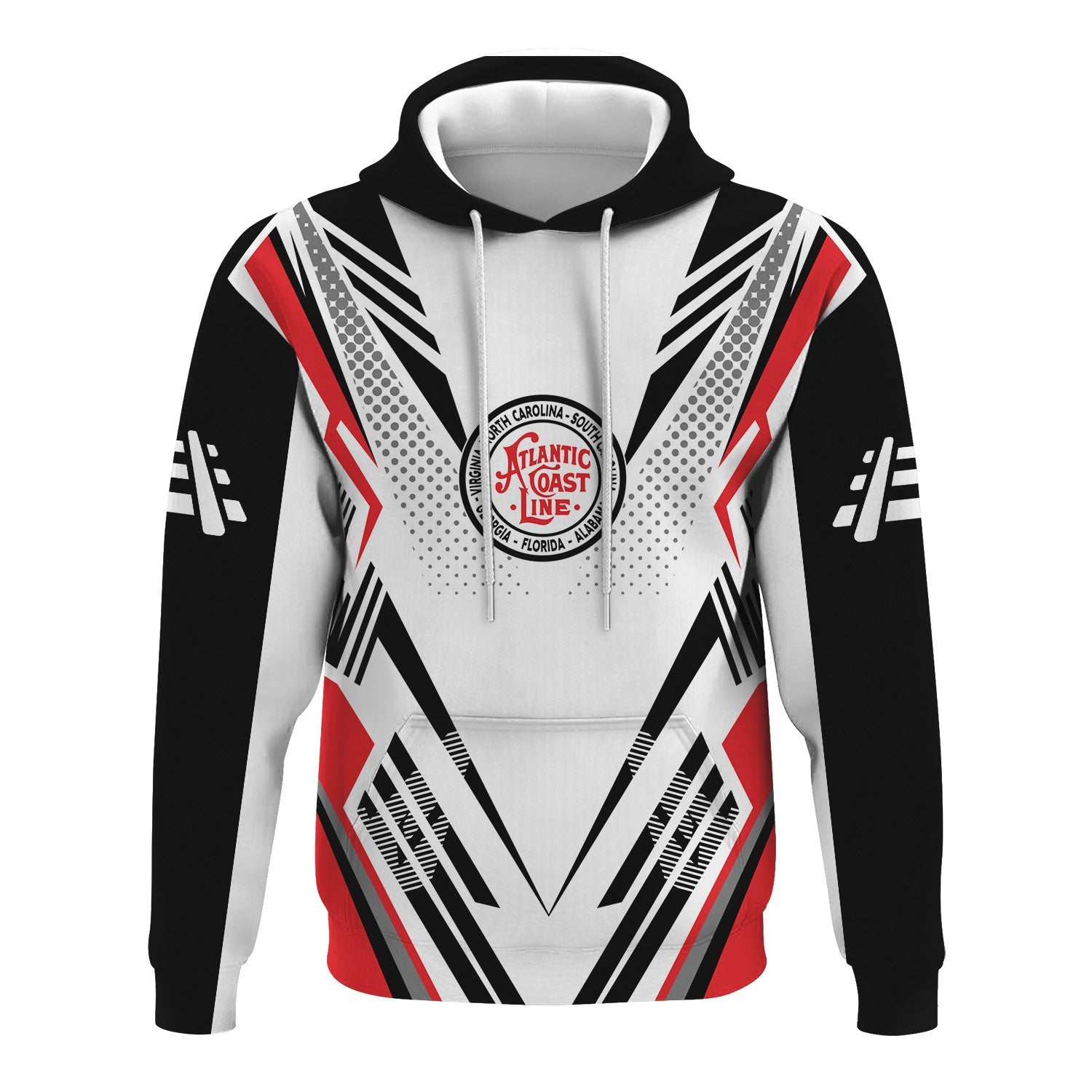 Railspirit Personalized Atlantic Coast Line Railroad Hoodie Railroad Tribute Design Train Zip Up Hoodie for Train Lovers