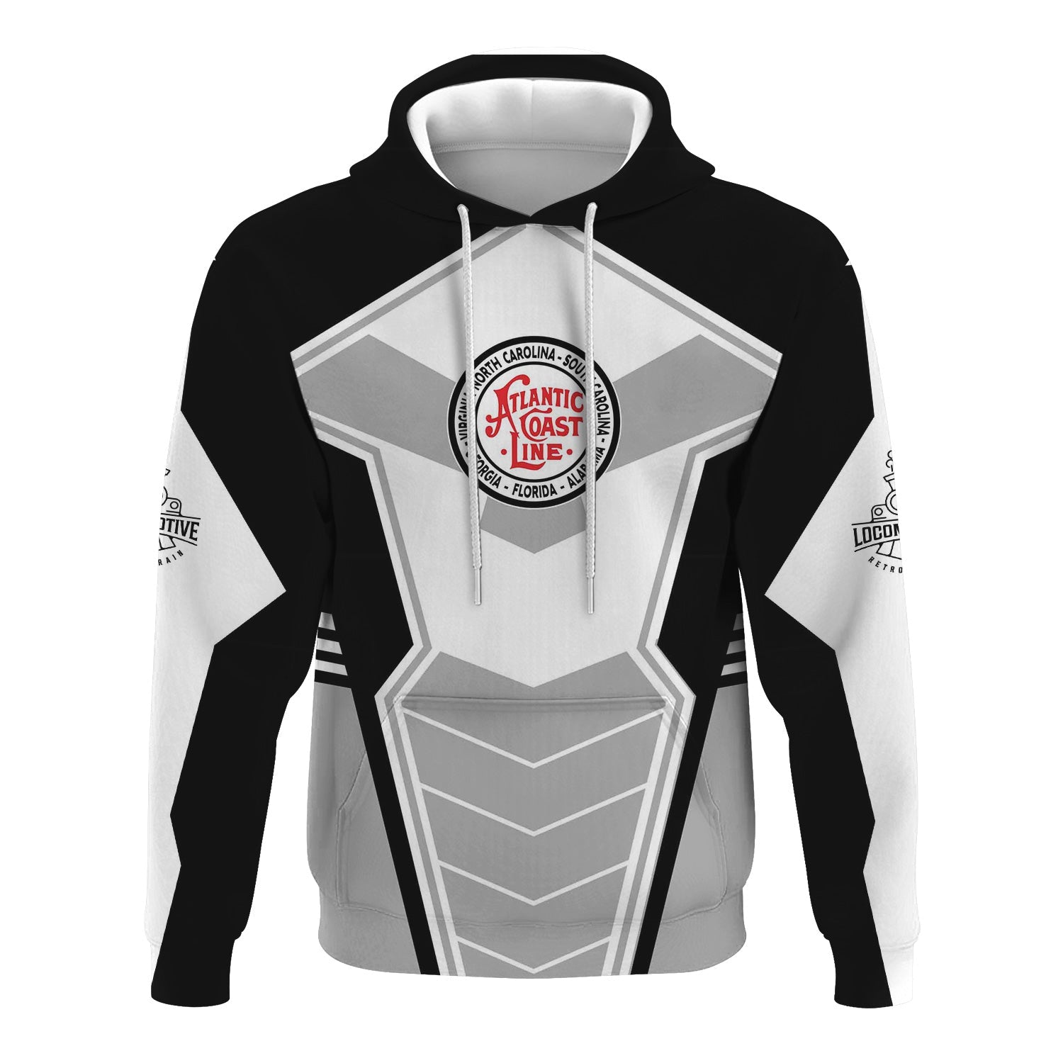 Railspirit Personalized Atlantic Coast Line Railroad Hoodie Engine-Inspired Style Train Zip Up Hoodie for Railroad Fanatic