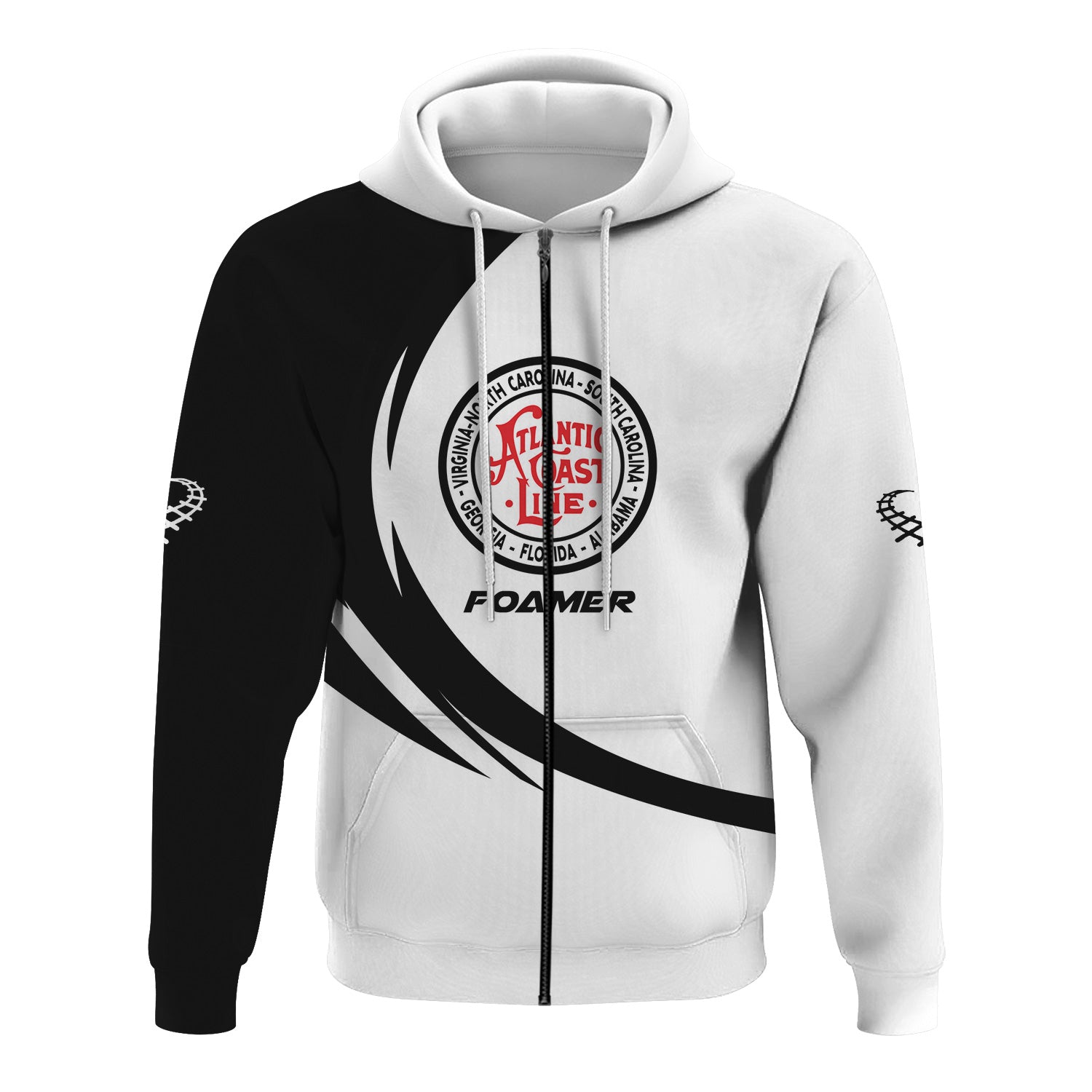 Railspirit Personalized Atlantic Coast Line Railroad Hoodie Unique Graphic Style Zip Up Hoodie For Train Enthusiasts