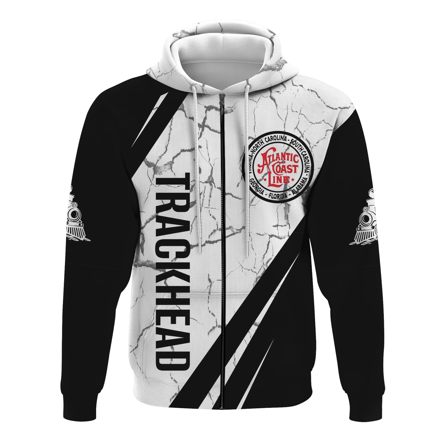 Railspirit Personalized Atlantic Coast Line Railroad Hoodie Crackle Texture Style Train Zip Up Hoodie For Trackhead