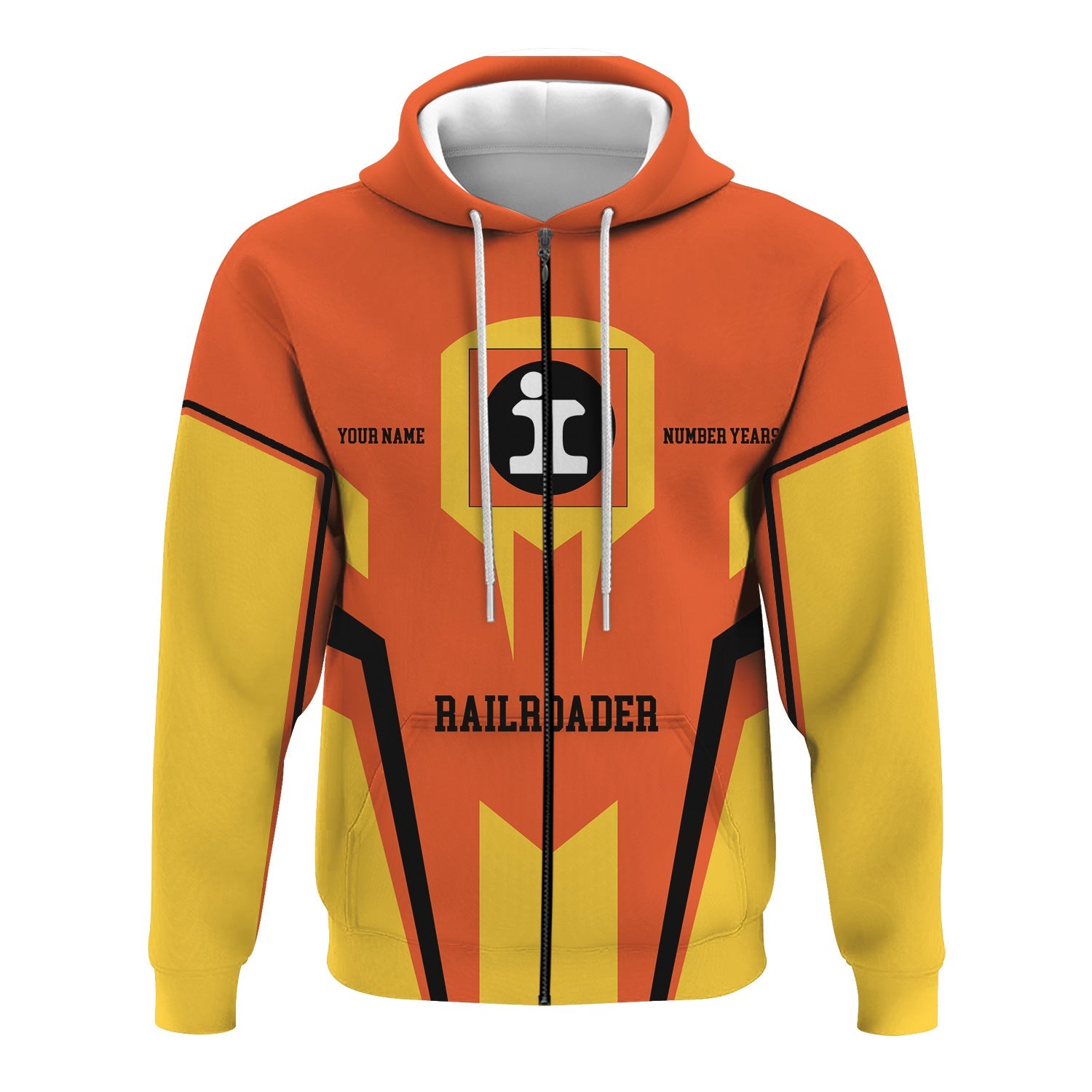 Railspirit Personalized Illinois Central Railroad Hoodie Custom Year Railroader Zip Up Hoodie Gift Idea For Train Lover