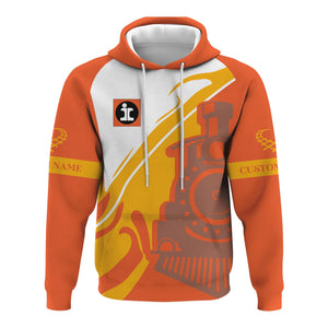 Railspirit Personalized Illinois Central Railroad Hoodie Flame-Inspired Style Zip Up Hoodie Gift Idea For Train Lovers