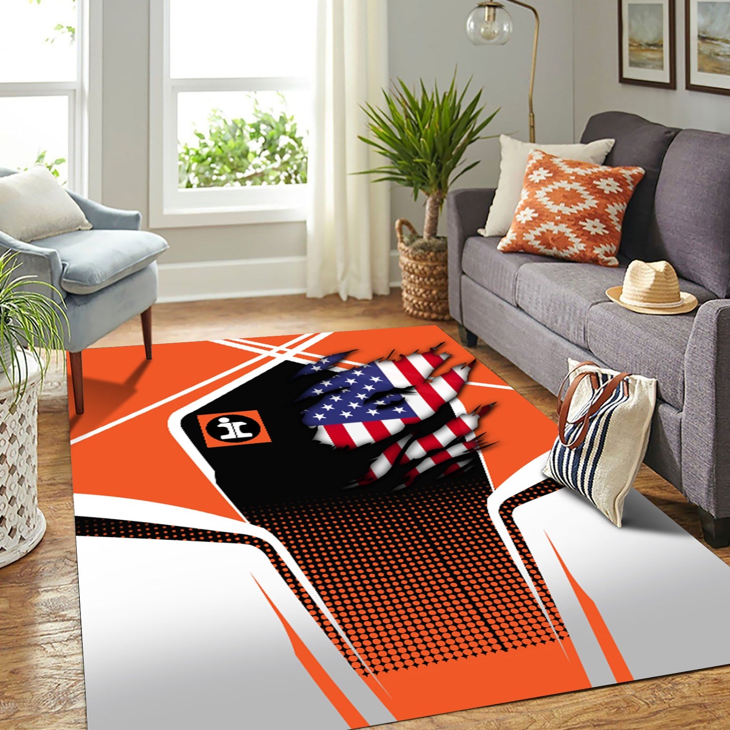 Railspirit Personalized Illinois Central Railroad Area Rug American Eagle Vintage Train Rug