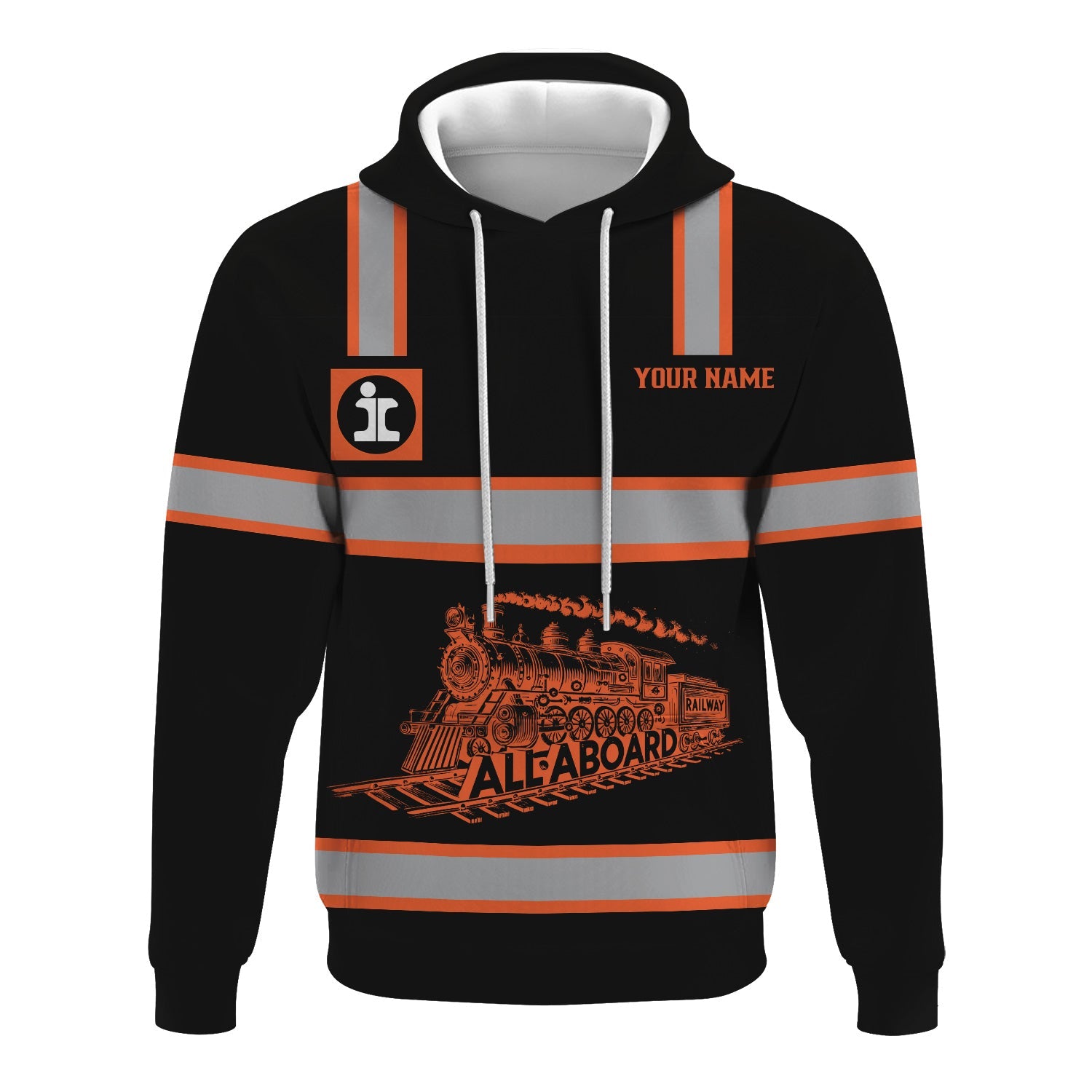 Railspirit Custom Name Illinois Central Railroad Hoodie Eat Train Sleep Repeat Printed Train Zip Hoodie