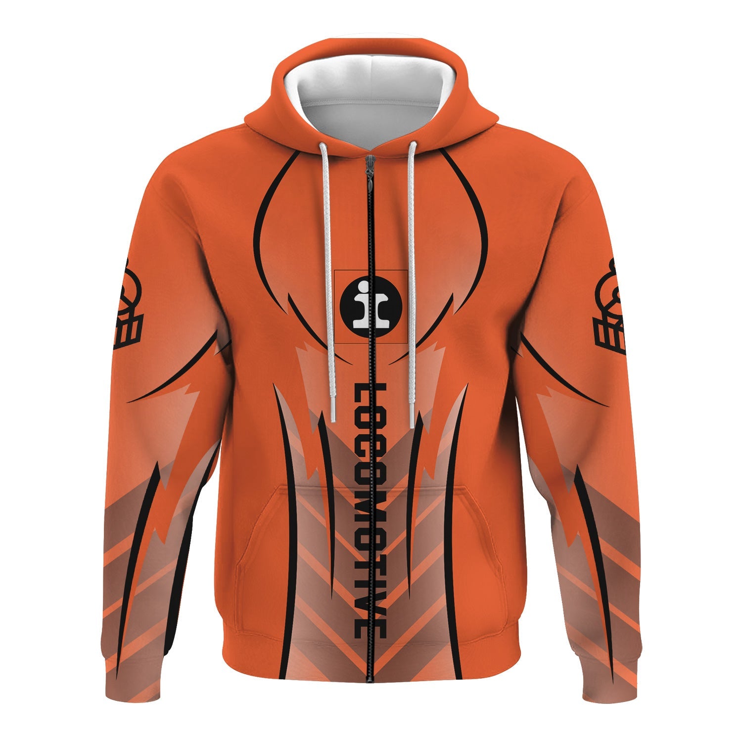 Railspirit Personalized Illinois Central Railroad Hoodie Striking Line Style Train Zip Up Hoodie For Locomotive Lovers