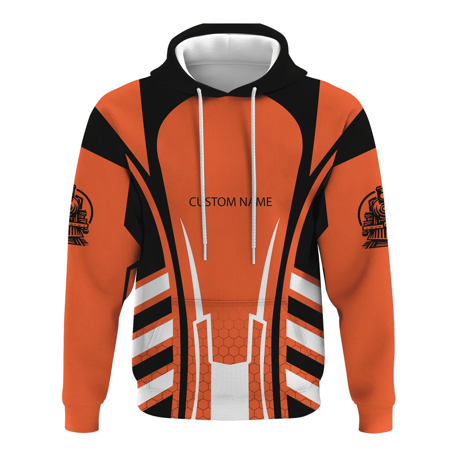 Railspirit Personalized Illinois Central Railroad Hoodie Striped Railroad Style Train Zip Up Hoodie All Over Print