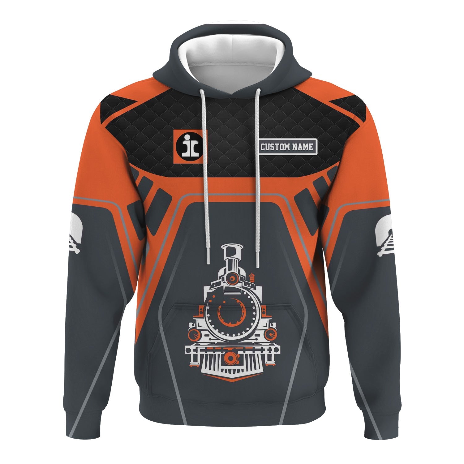 Railspirit Personalized Illinois Central Railroad Hoodie Steam Locomotive Engine Graphic Train Zip Up Hoodie All Over Print