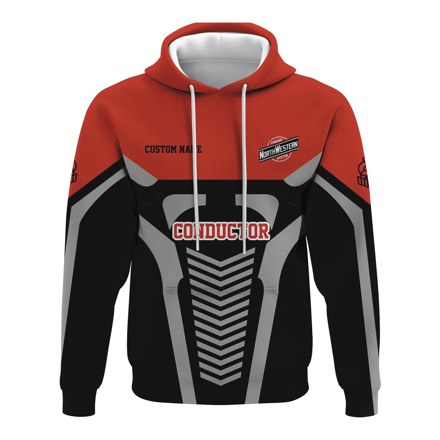 Railspirit Personalized Chicago and North Western Railway Hoodie Track-Inspired with Custom Job Position Train Zip Up Hoodie