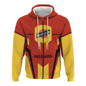 Railspirit Personalized Chicago and North Western Railway Hoodie Custom Year Railroader Zip Up Hoodie Gift Idea For Train Lover