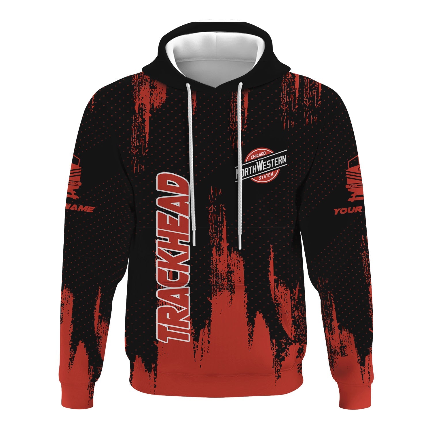 Railspirit Personalized Chicago and North Western Railway Hoodie Paint Impact Design Train Zip Up Hoodie for Trackhead