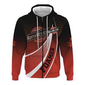 Railspirit Personalized Chicago and North Western Railway Hoodie Railway-Themed Style Zip Up Hoodie Gift Idea For Trainspotter