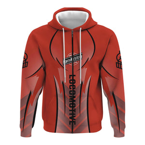 Railspirit Personalized Chicago and North Western Railway Hoodie Striking Line Style Train Zip Up Hoodie For Locomotive Lovers