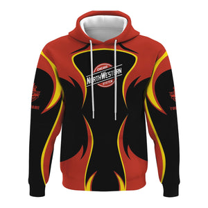 Railspirit Personalized Chicago and North Western Railway Hoodie Distinctive Flame Style Zip Up Hoodie For Steam Engine Addict
