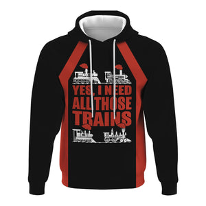 Railspirit Custom Name Chicago and North Western Railway Hoodie Yes I Need All Those Train Printed Zip Hoodie
