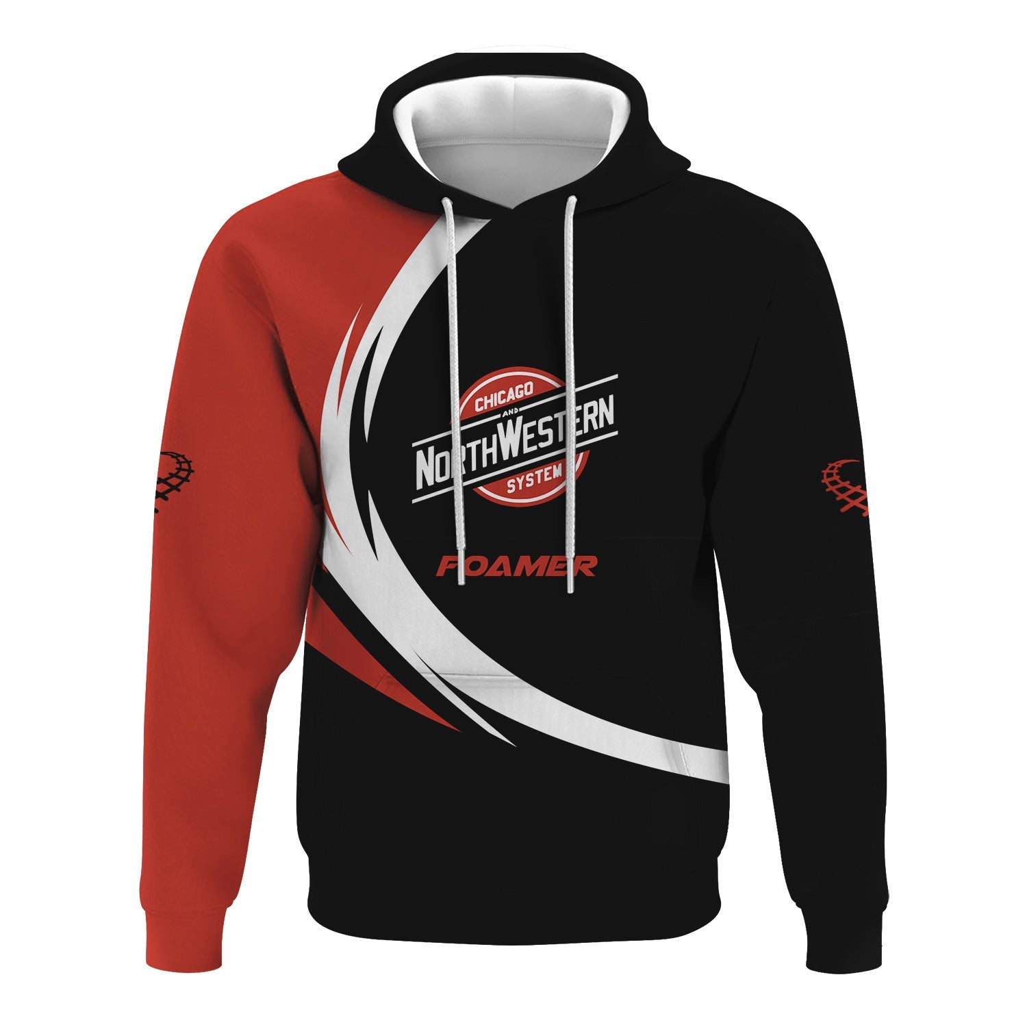 Railspirit Personalized Chicago and North Western Railway Hoodie Unique Graphic Style Zip Up Hoodie For Train Enthusiasts