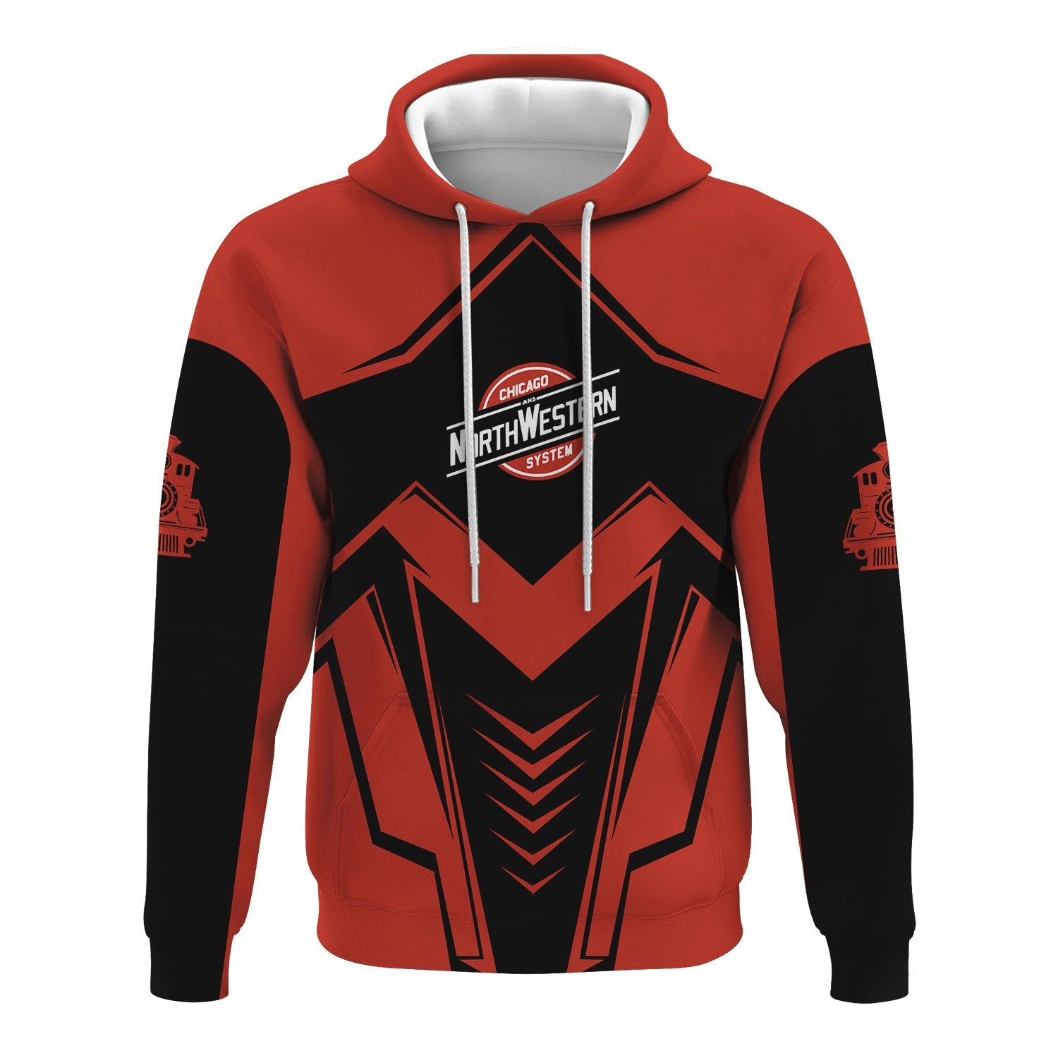 Railspirit Personalized Chicago and North Western Railway Hoodie Railway Trainspotter Style Zip Up Hoodie Gift Idea For Foamers